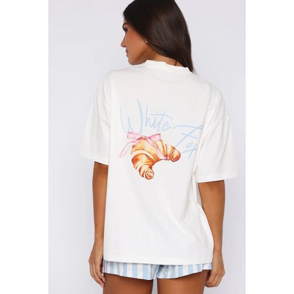 (S/M) $50 NWOT White Fox Fresh Only Pyjama Oversized Tee White - Picture 3 of 6